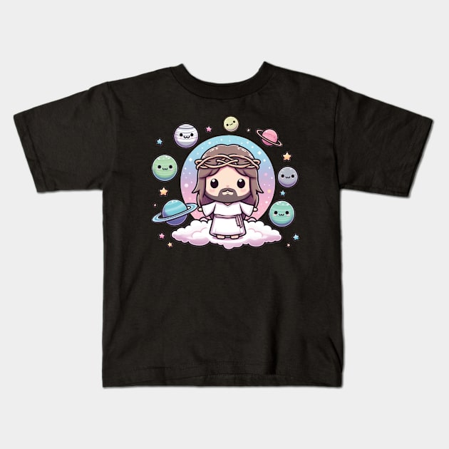 Space Jesus Kids T-Shirt by The Art-Mart